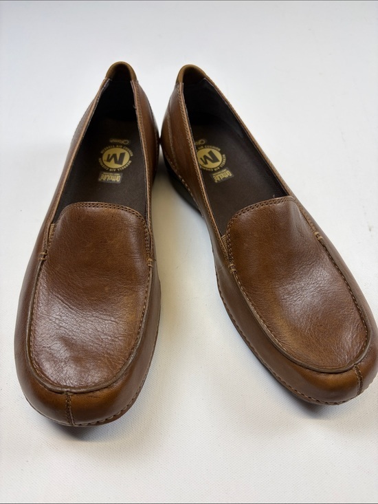 Merrell Shoes - MERRELL SADDLE BROWN LEATHER SLIP ON LOAFERS ORTHOLITE WOMENS SIZE 9.5